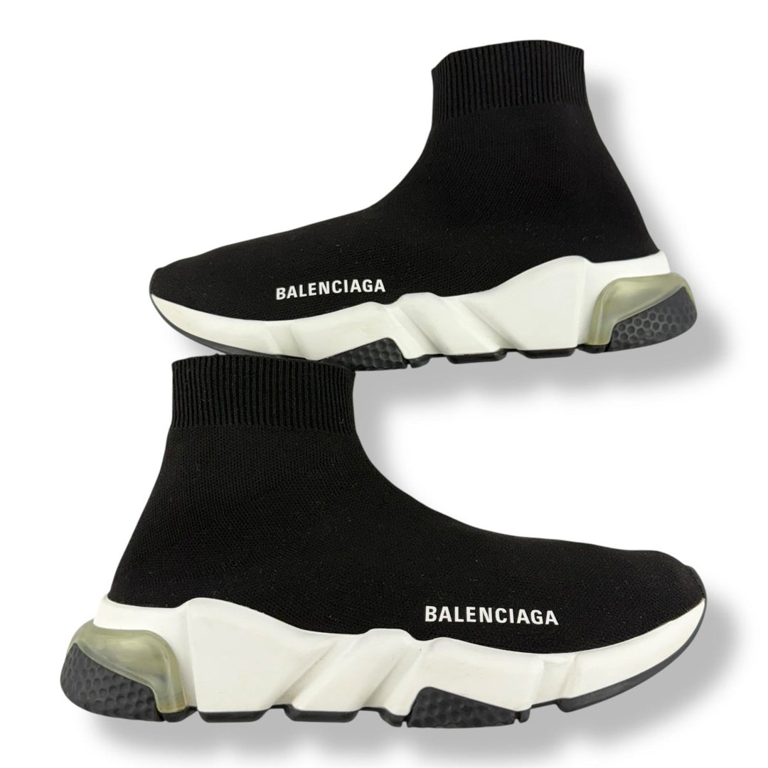 Balenciaga Speed Black/White Clear Heel Tab UK 4 / EU 37 - Lux Central