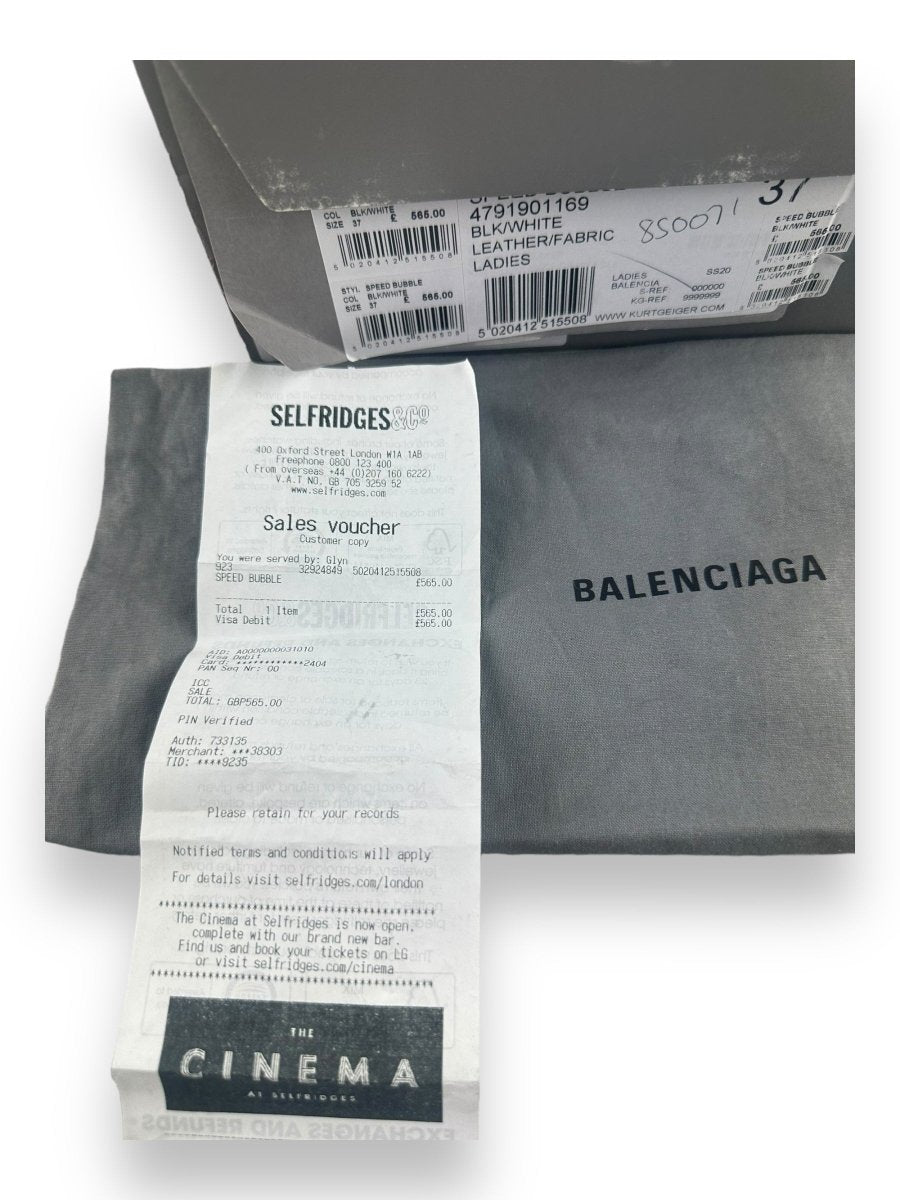 Balenciaga Speed Black/White Clear Sole UK 4 / EU 37 - Lux Central