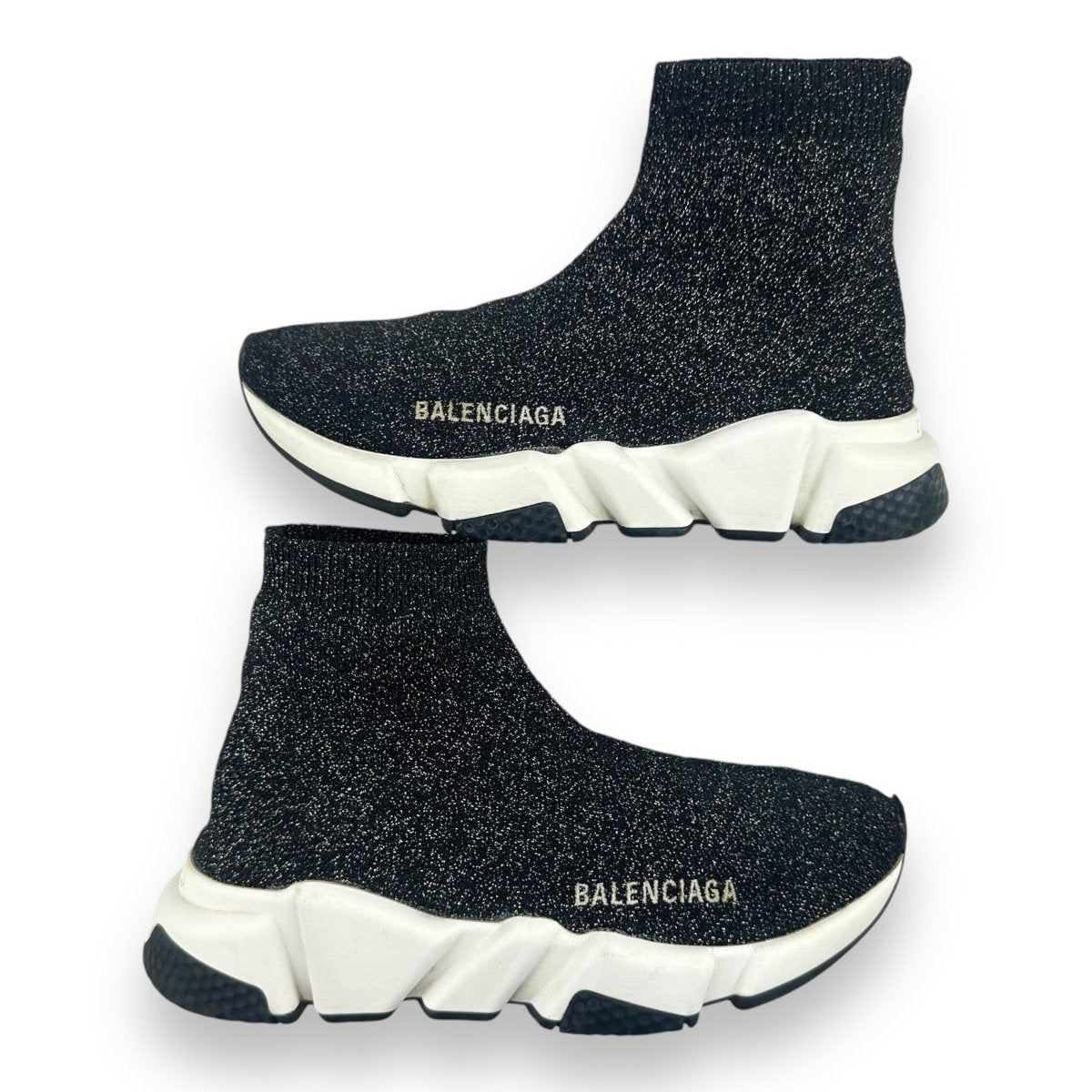 Balenciaga Speed Black White Glitter UK 2 EU 35 Lux Central