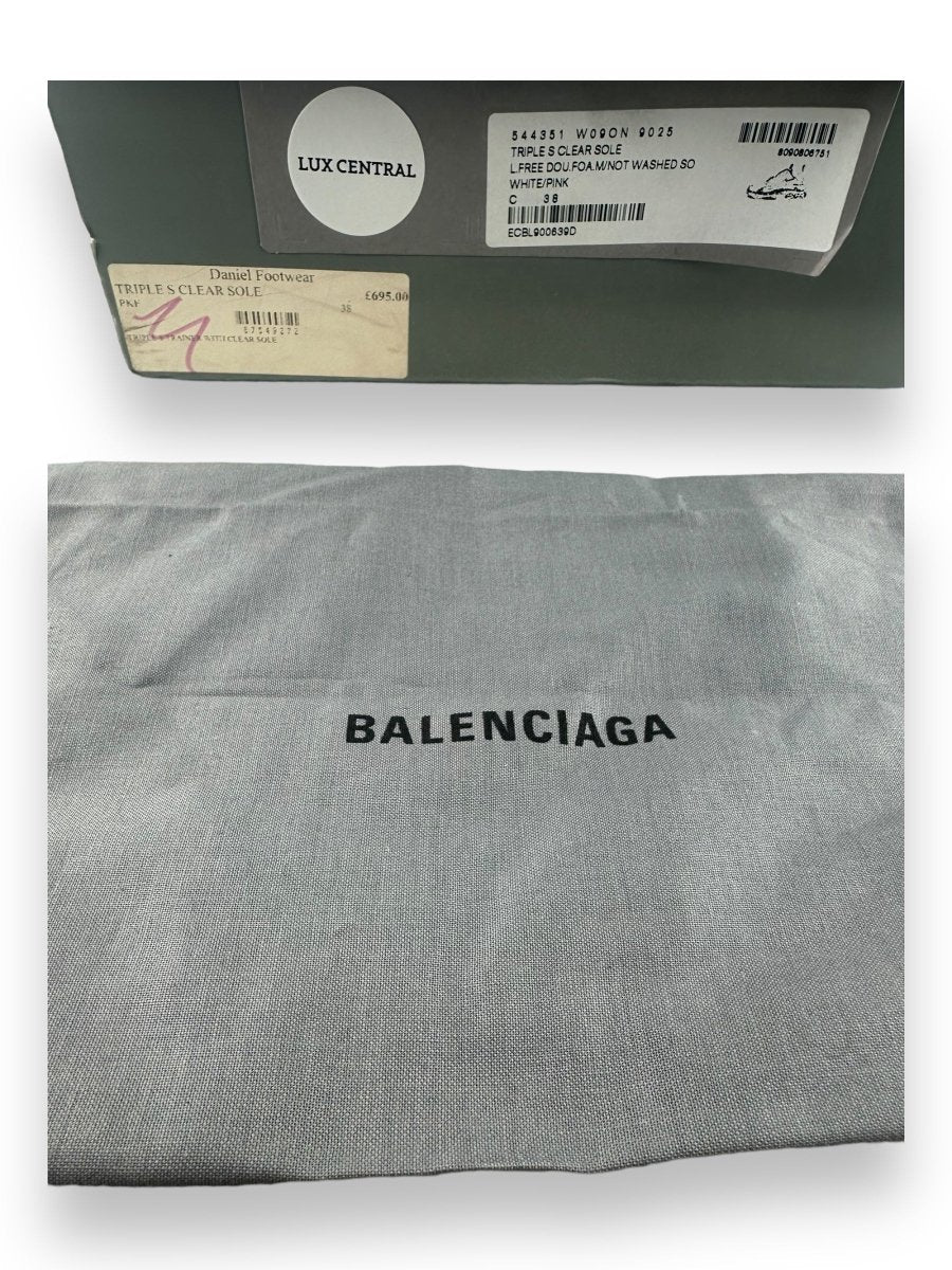 Balenciaga Triple S White/Pink Clear Sole UK 5 / EU 38 - Lux Central