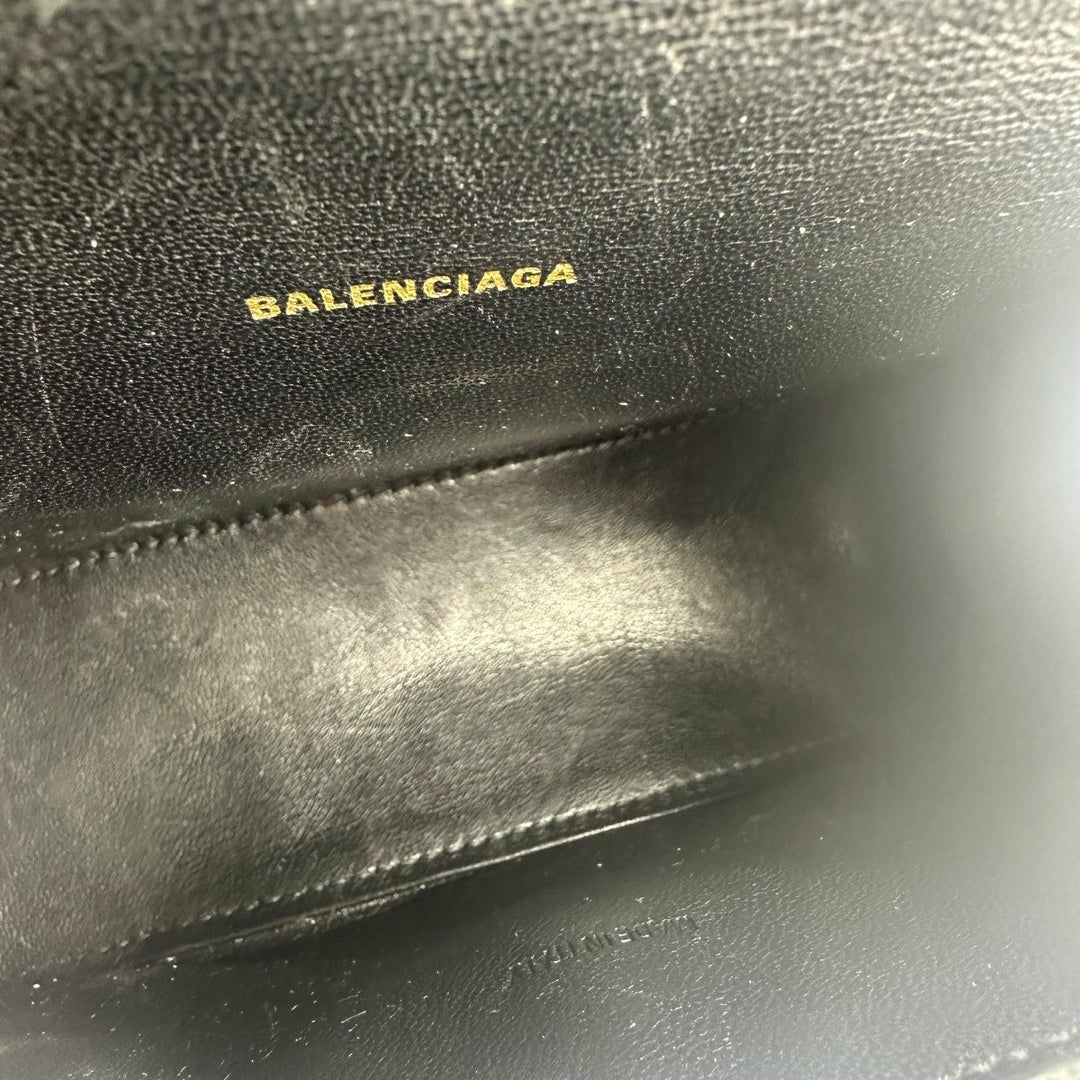 Balenciaga XS Extra Small Hourglass Top Handle Black Handbag - Lux Central