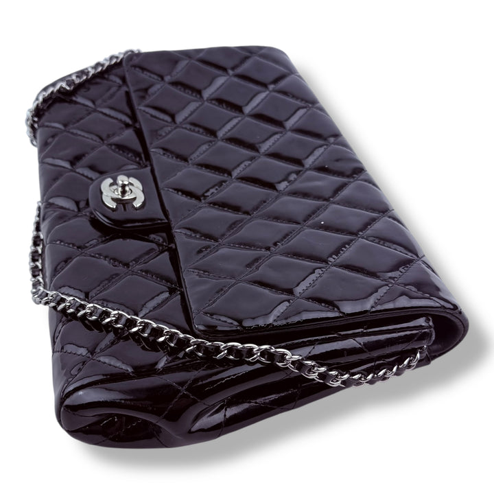 Chanel Black Patent Classic Flap Shoulder Handbag