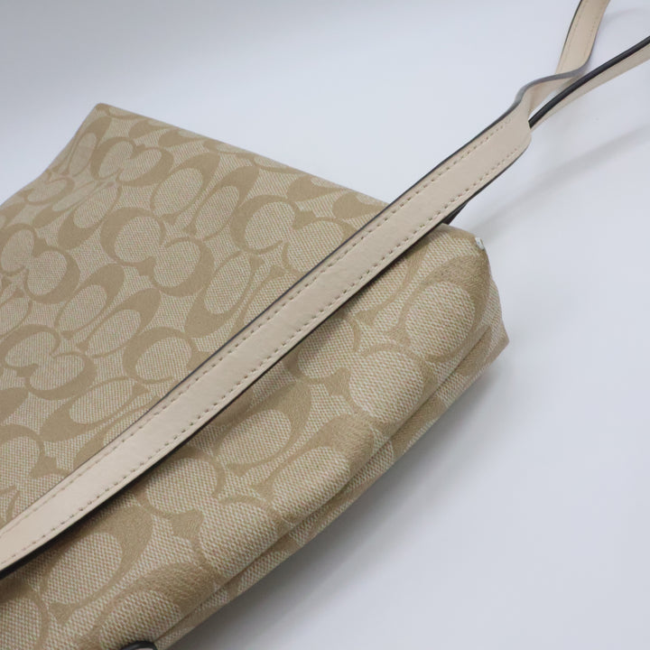 Coach Beige Signature Messenger Handbag
