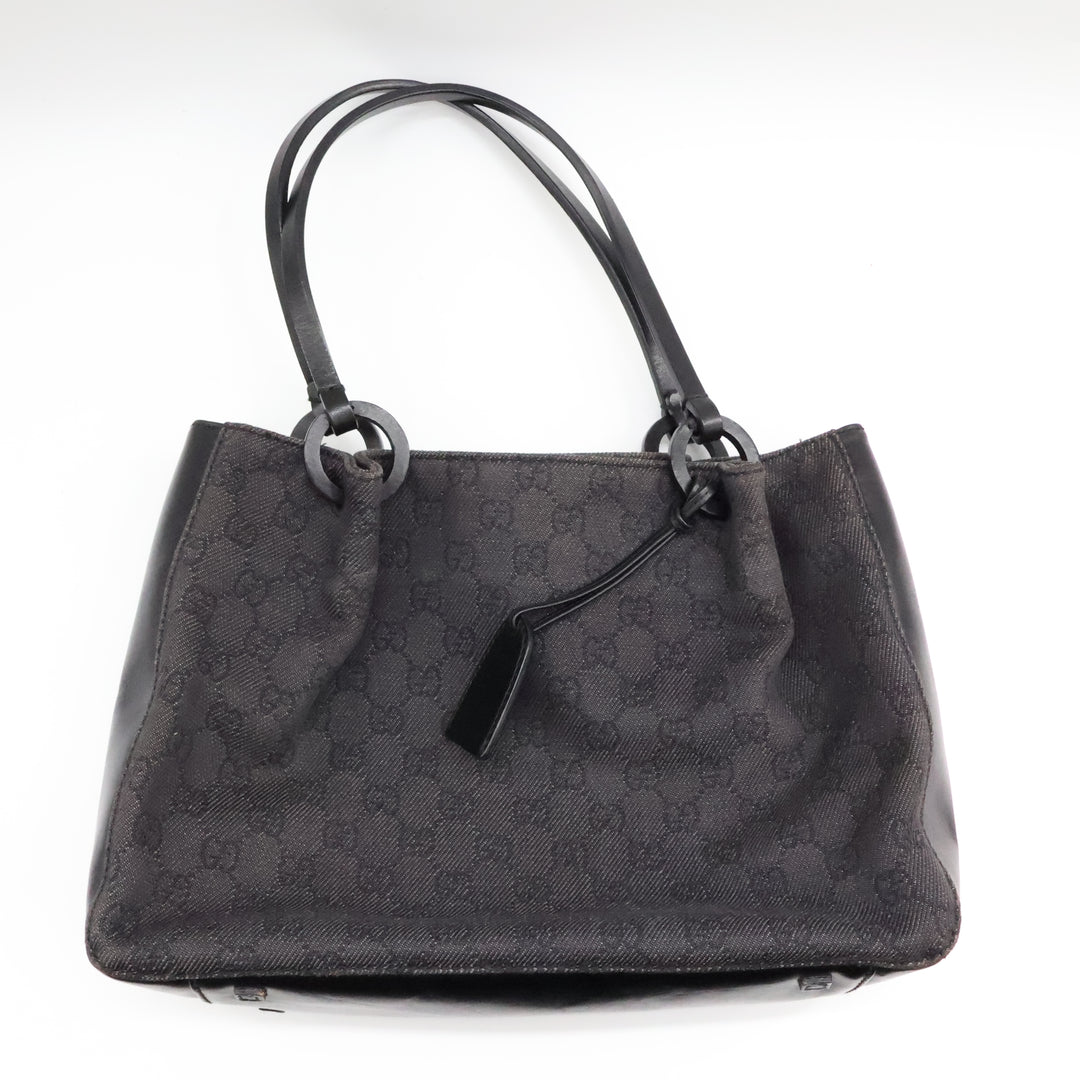 Gucci GG Black Monogram Tote Handbag W/ Pouch