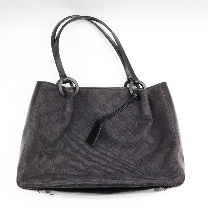 Gucci GG Black Monogram Tote Handbag W/ Pouch