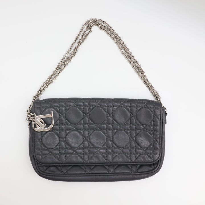 Dior Grey Quilted Wallet on Chain Pochette Bag