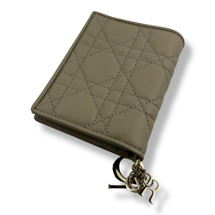 Mini Lady Dior Gardenia Wallet Powder Beige Cannage Lambskin
