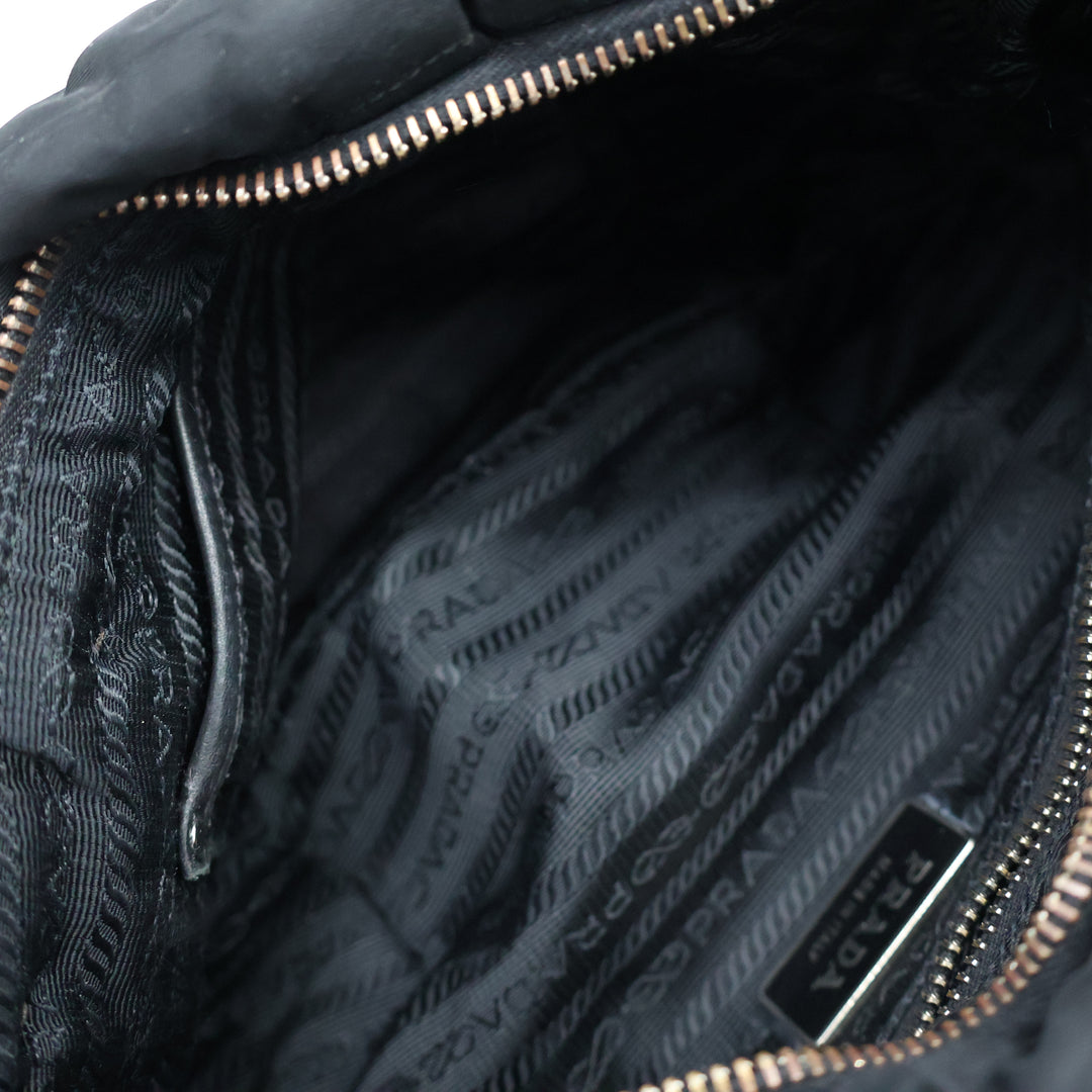 Prada Tessuto Black Nylon Hobo Shoulder Bag
