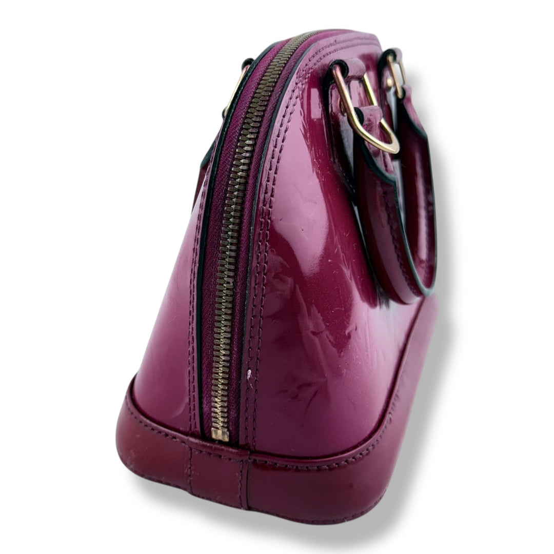 Louis Vuitton Alma BB Vernis Red Monogram Handbag