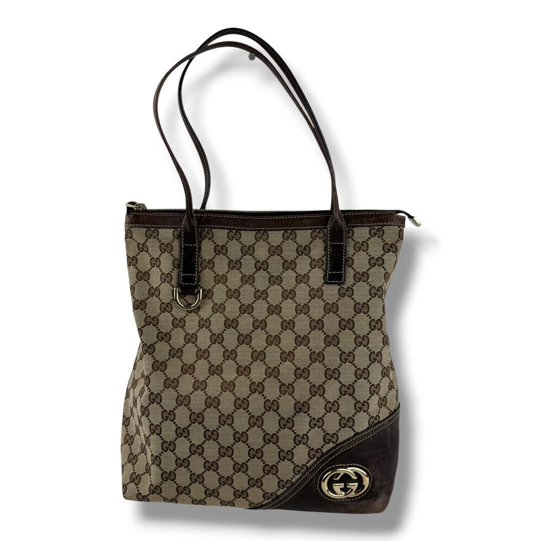 Gucci GG Canvas Beige / Brown Britt Tote Bag