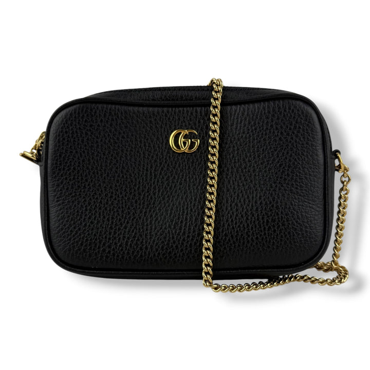 Gucci GG Marmont Black Leather Mini Camera Handbag
