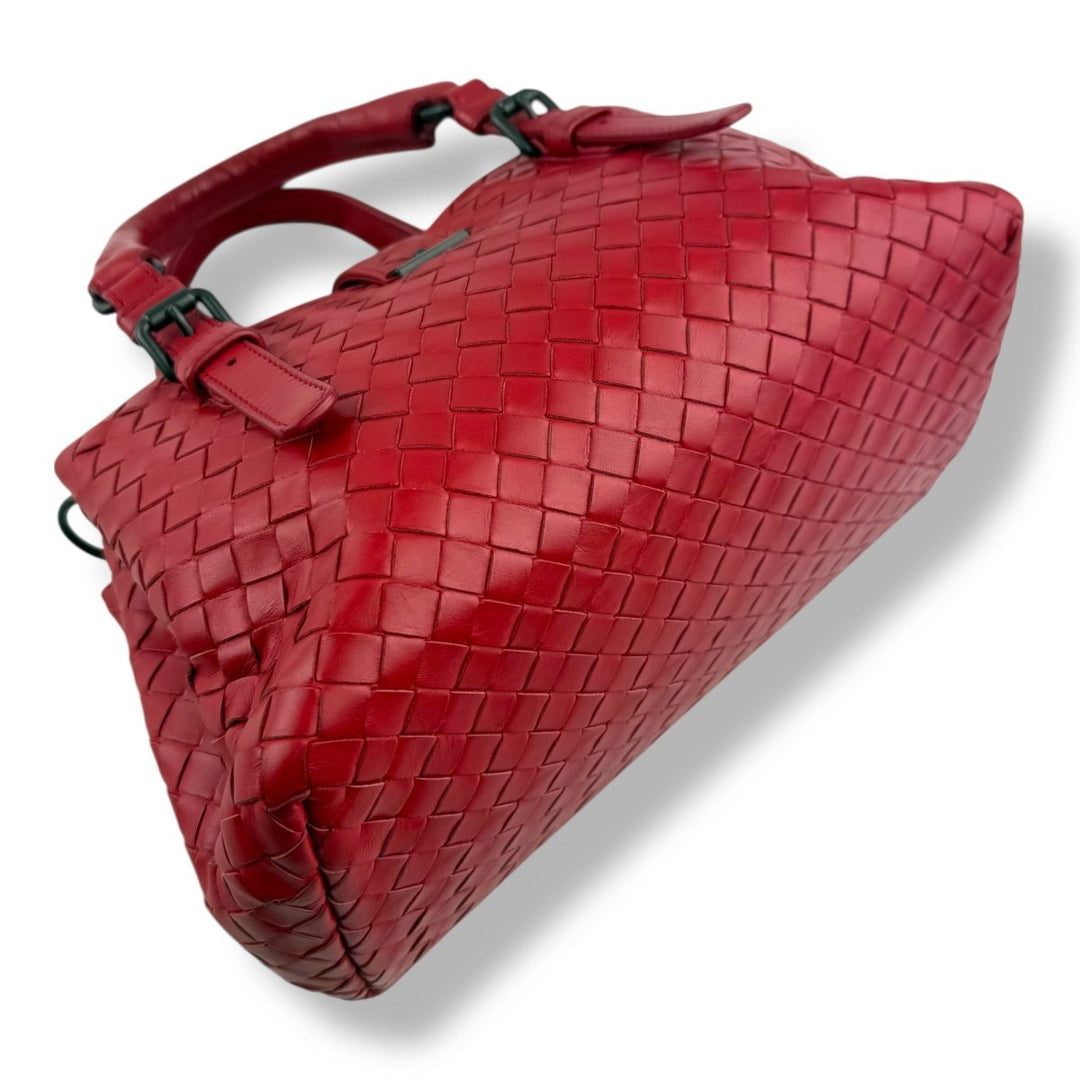 Bottega Veneta Roma Red Leather Handbag - Lux Central