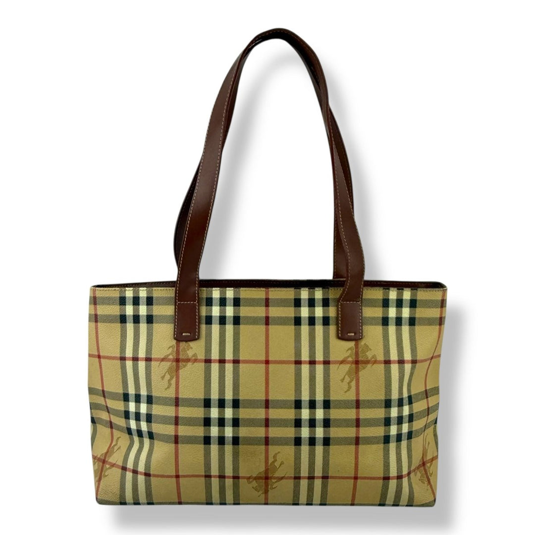 Burberry Beige Haymarket Vintage Check Tote Bag - Lux Central