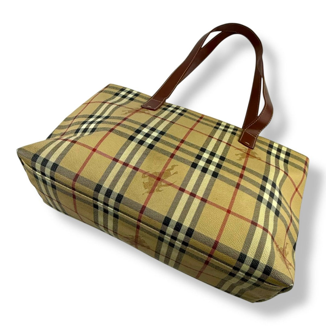 Burberry Beige Haymarket Vintage Check Tote Bag - Lux Central