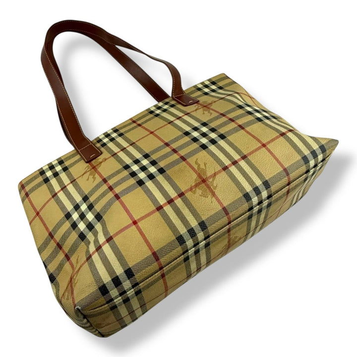 Burberry Beige Haymarket Vintage Check Tote Bag - Lux Central