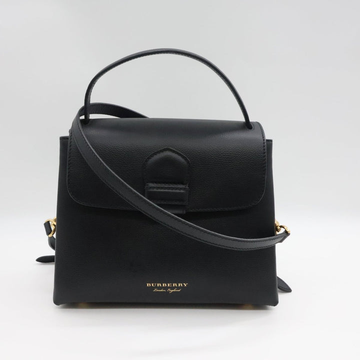 Burberry Black Grained Leather Camberley Top Handle Handbag - Lux Central