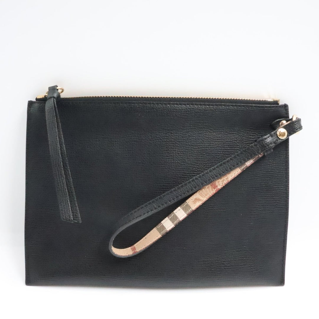 Burberry Black Leather Clutch Handbag - Lux Central