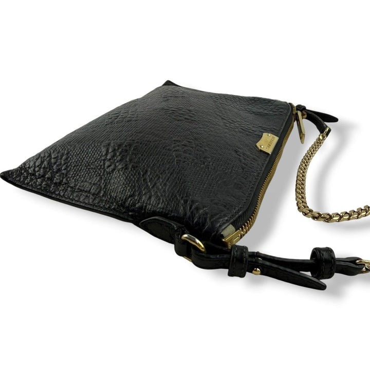 Burberry Black Leather Embossed Crossbody Bag - Lux Central