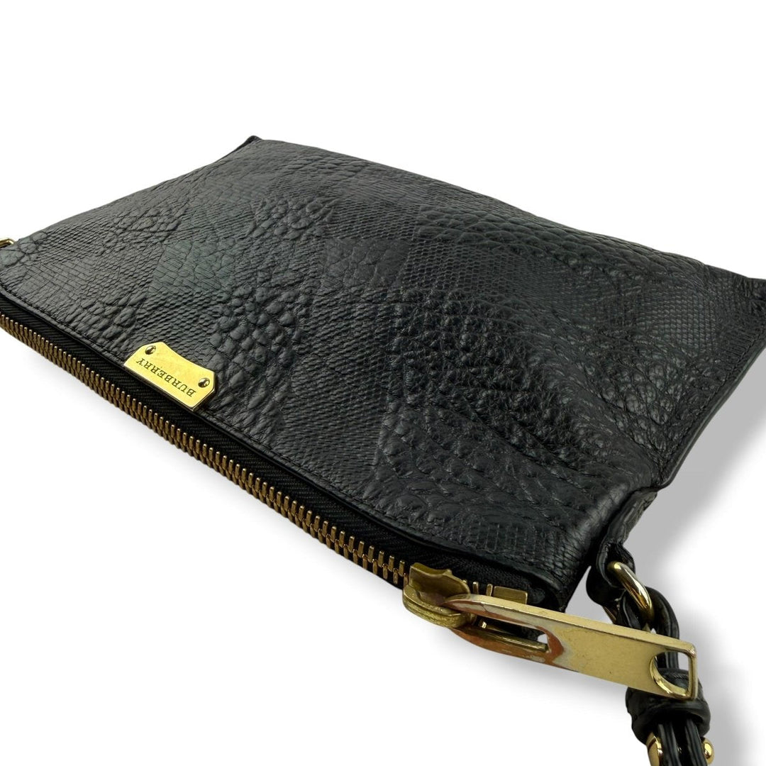 Burberry Black Leather Embossed Crossbody Bag - Lux Central