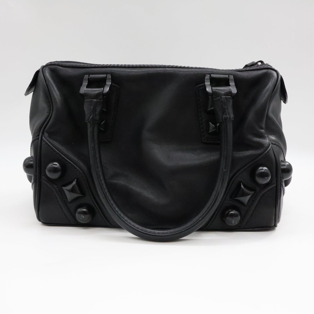 Burberry Black Leather Stud Bowling Bag - Lux Central
