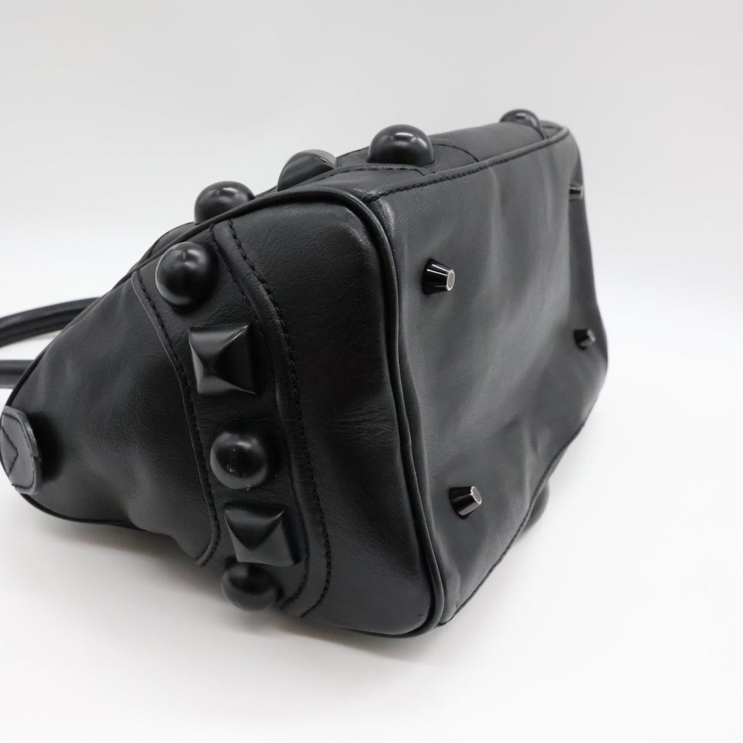 Burberry Black Leather Stud Bowling Bag - Lux Central
