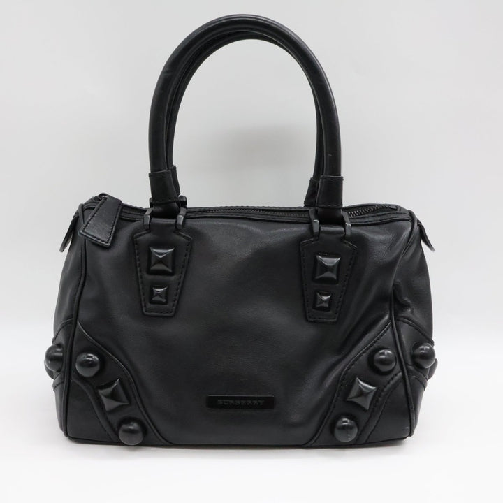 Burberry Black Leather Stud Bowling Bag - Lux Central