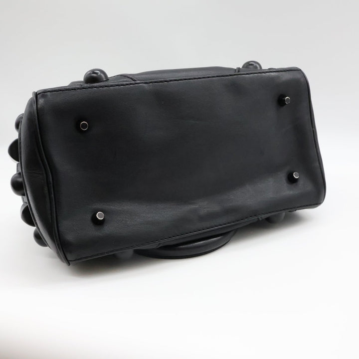 Burberry Black Leather Stud Bowling Bag - Lux Central