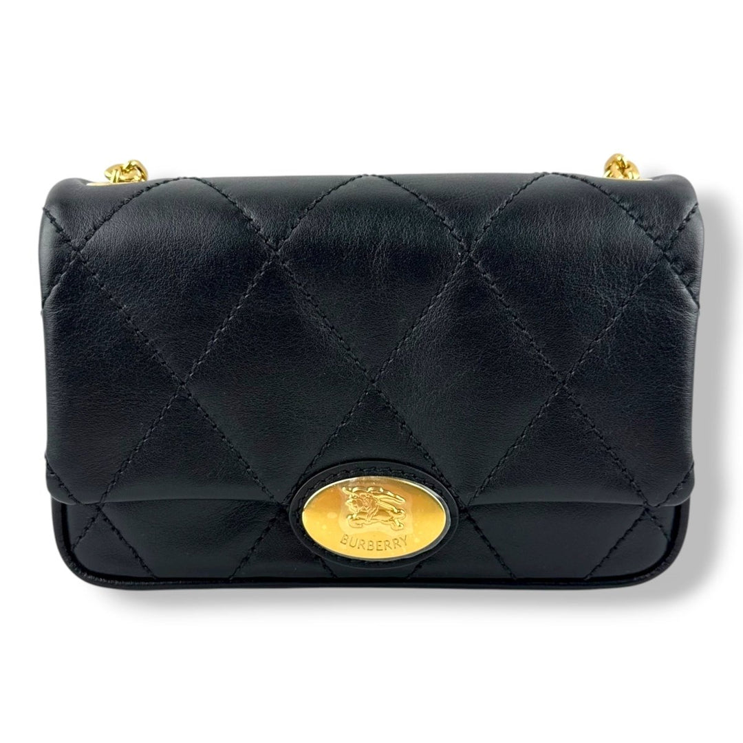 Burberry Black Quilted Leather Strand Shoulder Handbag - Lux Central