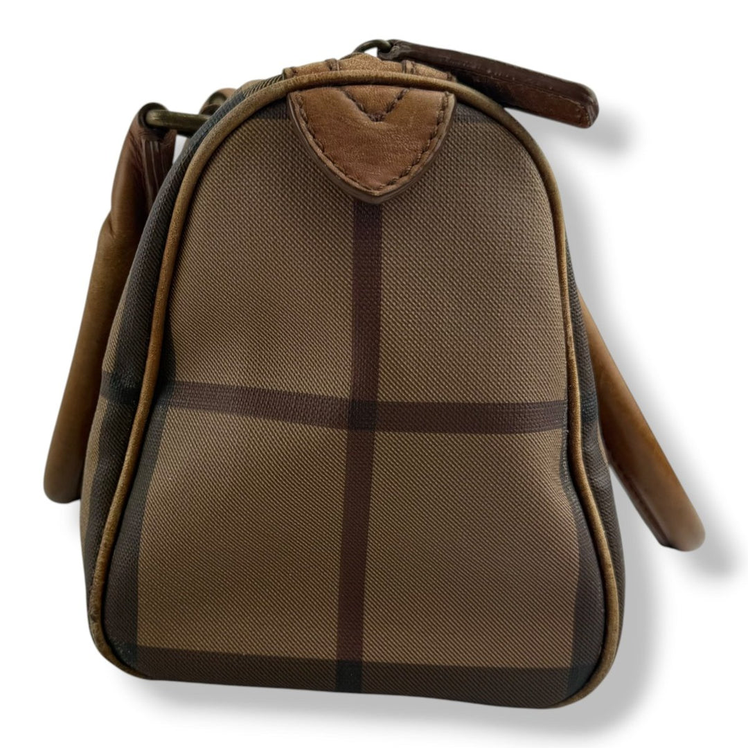 Burberry Check Coated Canvas Brown Bowling Bag - Lux Central