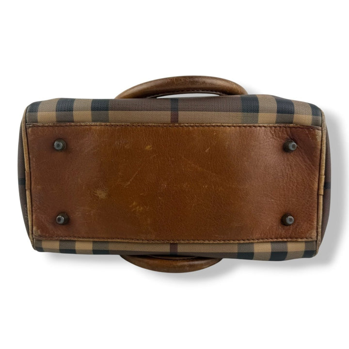Burberry Check Coated Canvas Brown Bowling Bag - Lux Central