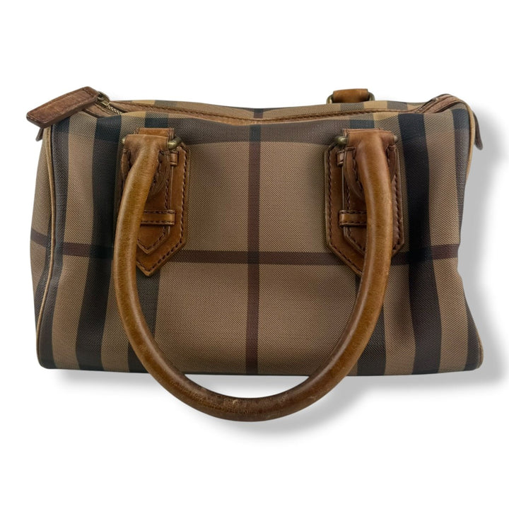 Burberry Check Coated Canvas Brown Bowling Bag - Lux Central