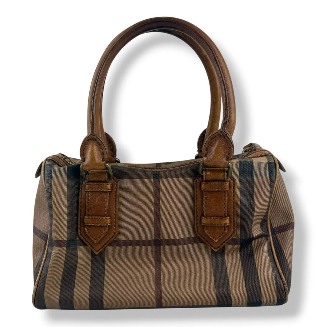 Burberry Check Coated Canvas Brown Bowling Bag - Lux Central