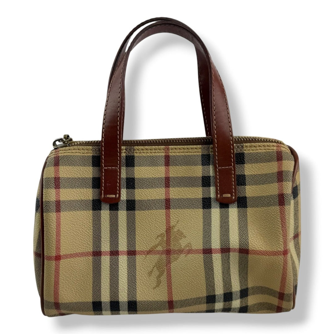 Burberry Haymarket Mini Boston Beige Tote Handbag - Lux Central