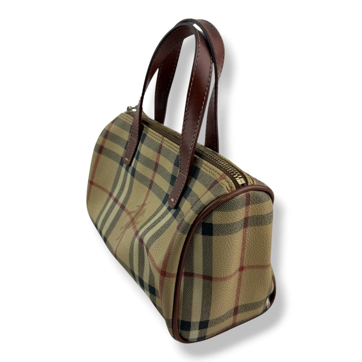 Burberry Haymarket Mini Boston Beige Tote Handbag - Lux Central