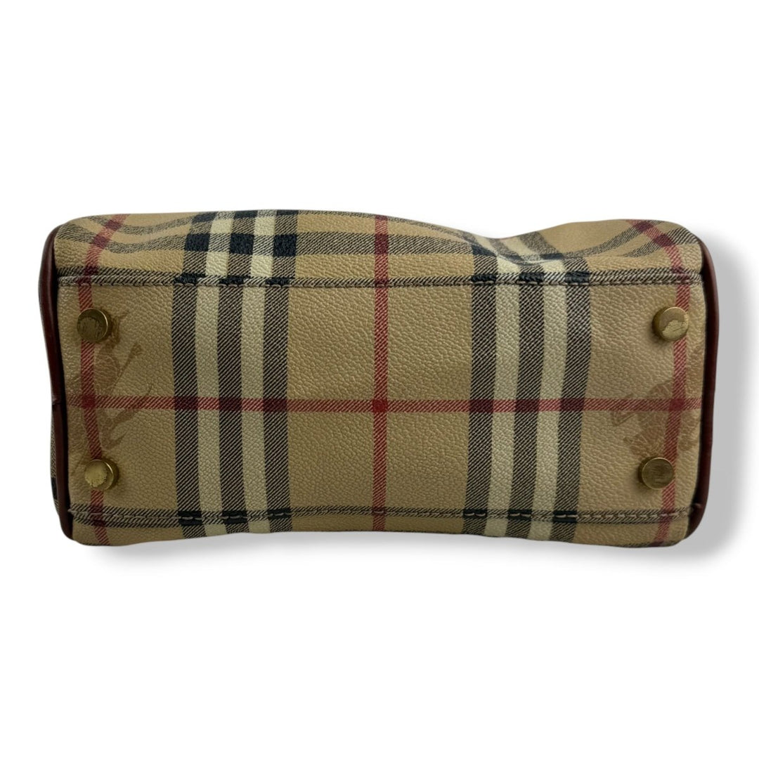 Burberry Haymarket Mini Boston Beige Tote Handbag - Lux Central