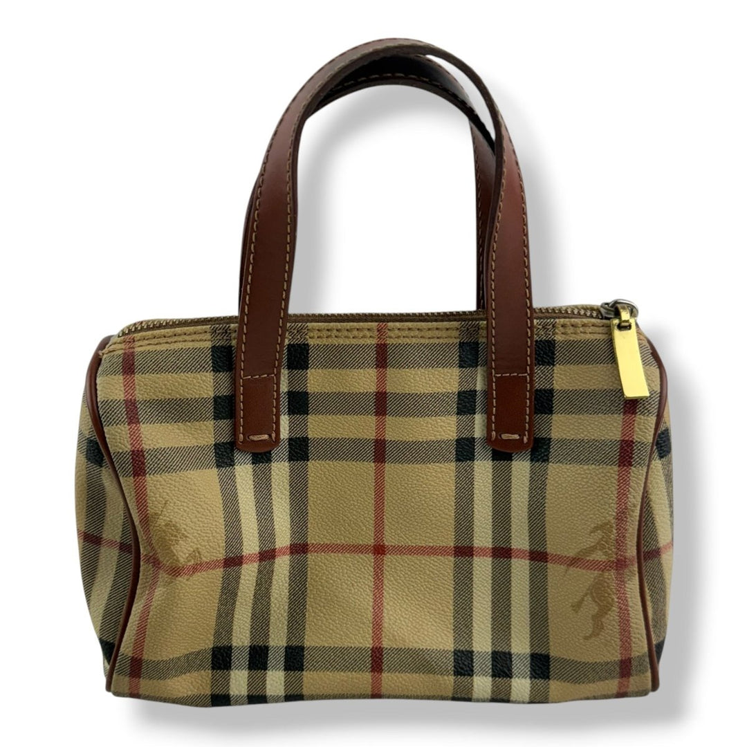Burberry Haymarket Mini Boston Beige Tote Handbag - Lux Central