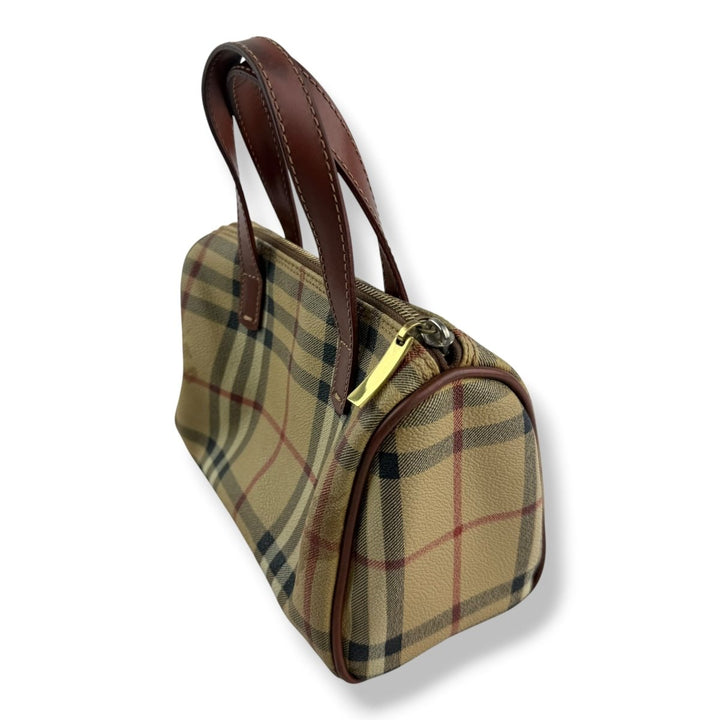 Burberry Haymarket Mini Boston Beige Tote Handbag - Lux Central