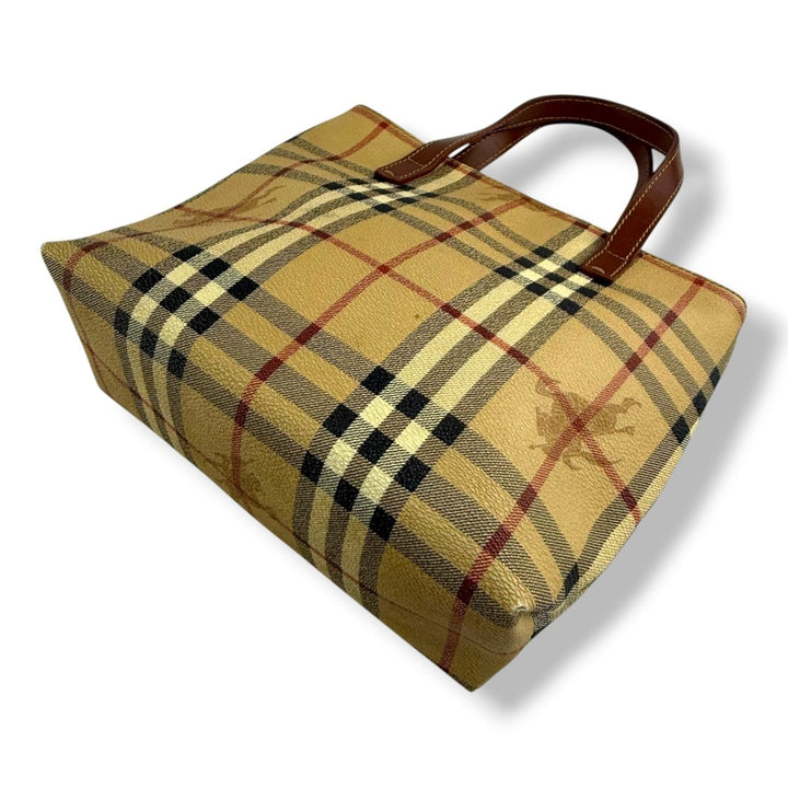 Burberry Haymarket Nova Check Mini Beige Tote Handbag - Lux Central