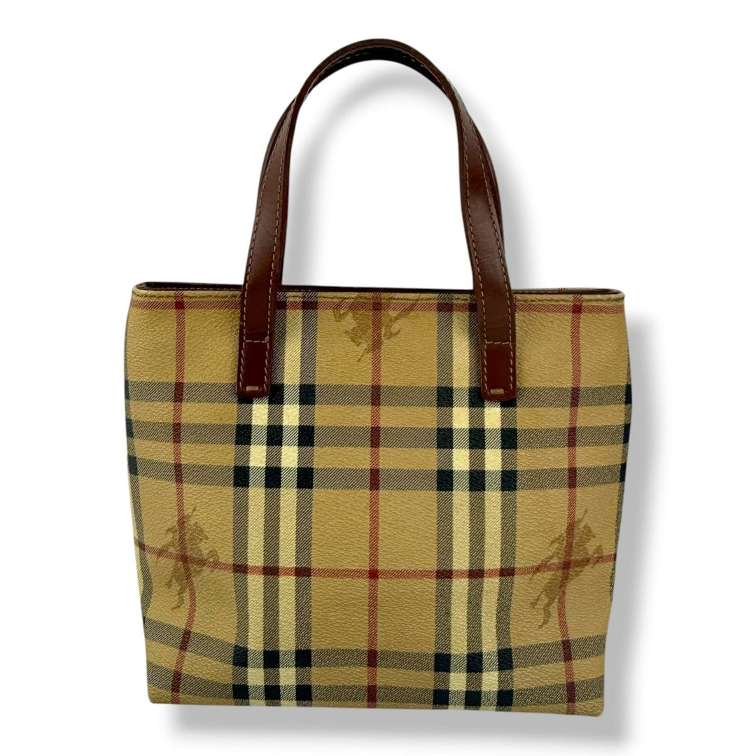 Burberry Haymarket Nova Check Mini Beige Tote Handbag - Lux Central