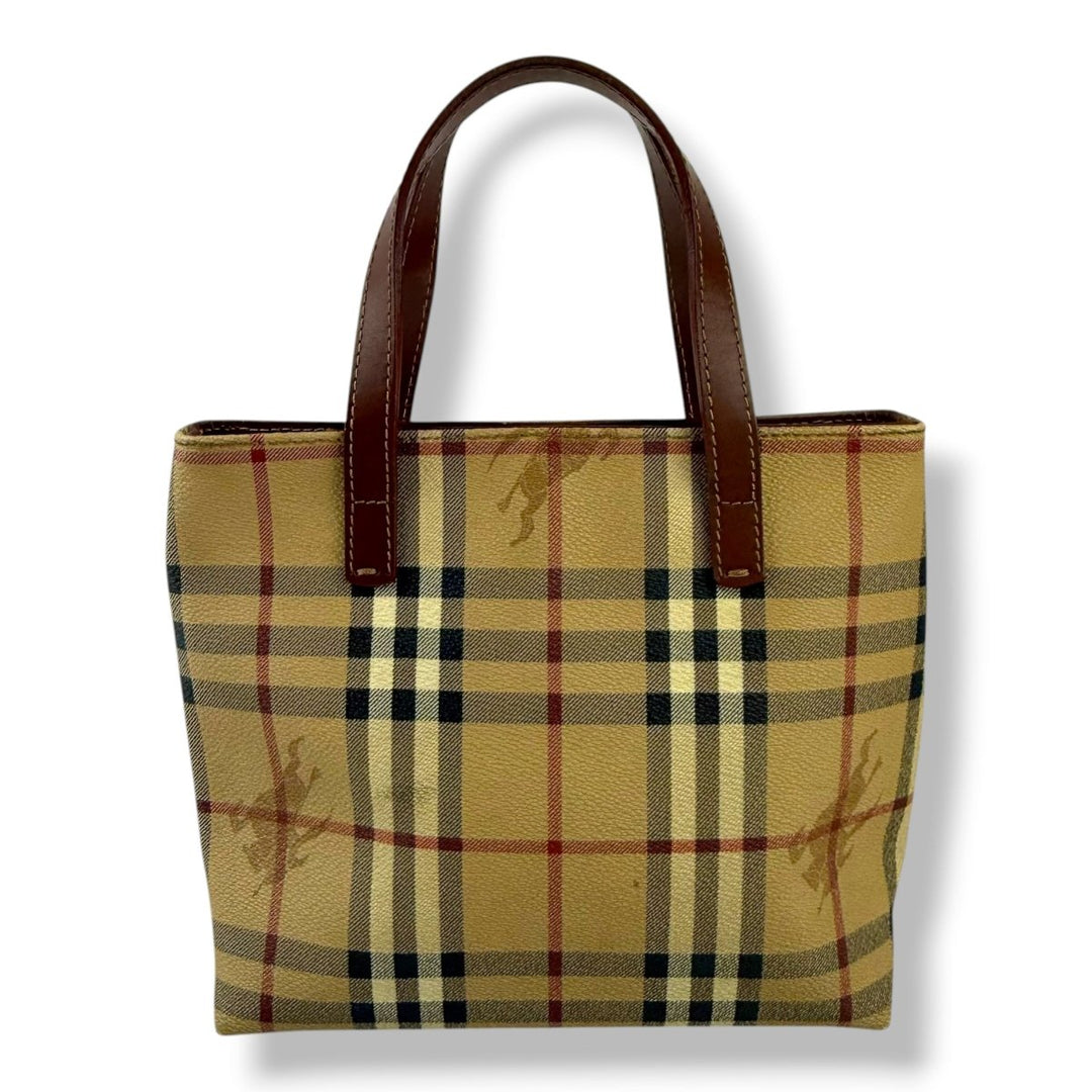 Burberry Haymarket Nova Check Mini Beige Tote Handbag - Lux Central