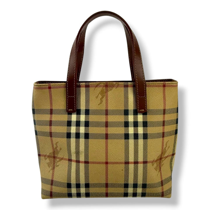 Burberry Haymarket Nova Check Mini Beige Tote Handbag - Lux Central