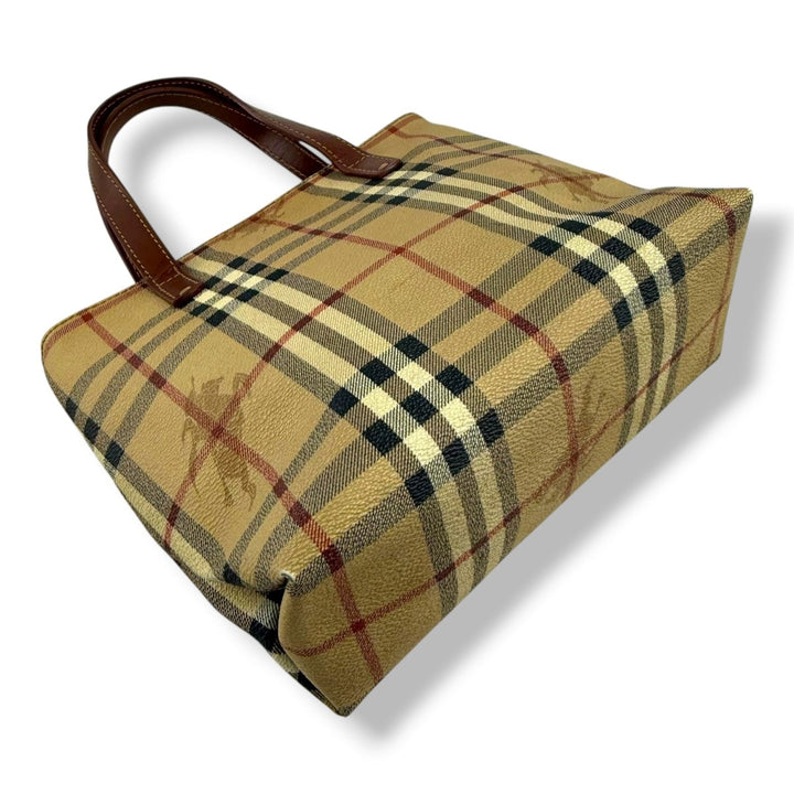 Burberry Haymarket Nova Check Mini Beige Tote Handbag - Lux Central