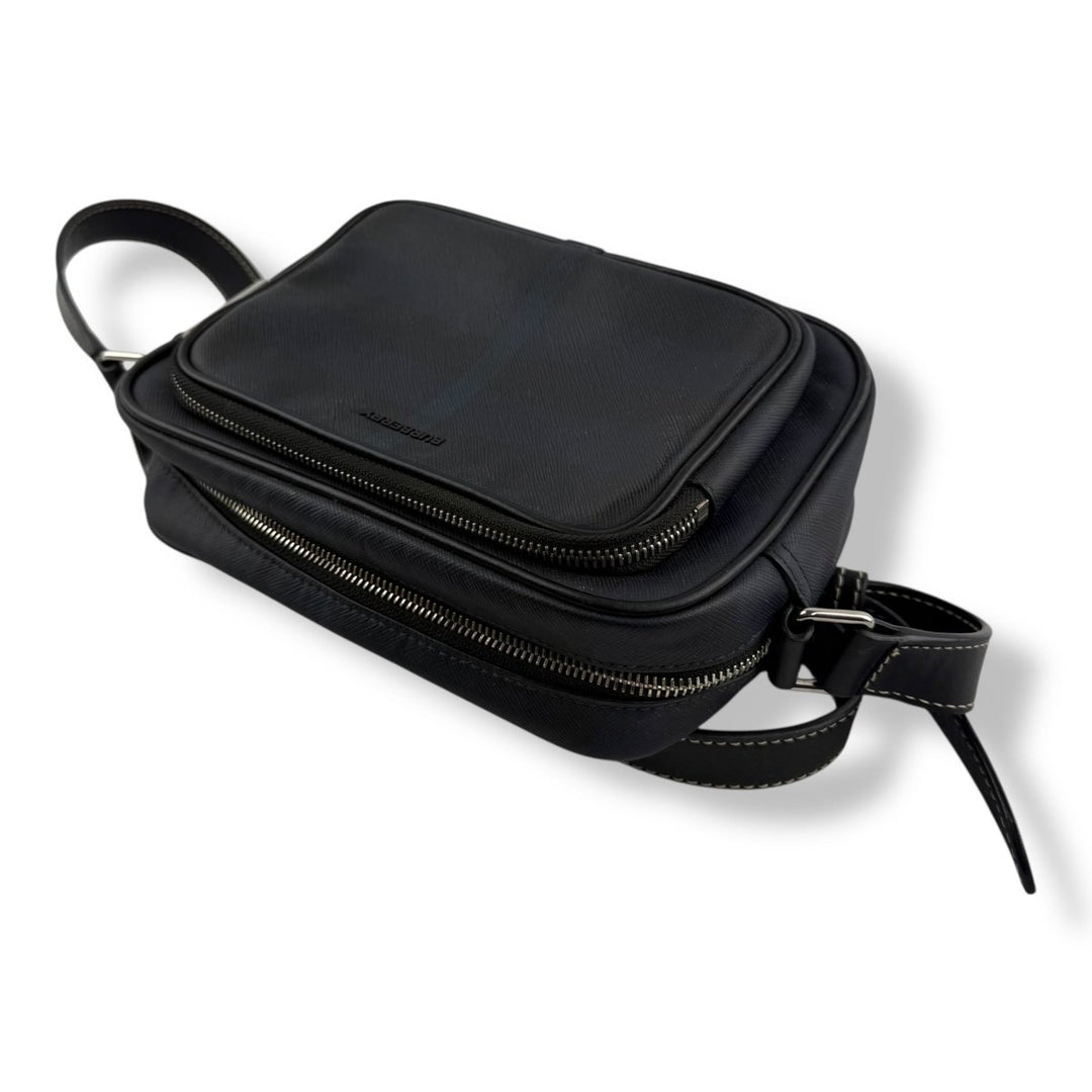 Burberry Navy Checkered Camera Crossbody Bag - Lux Central