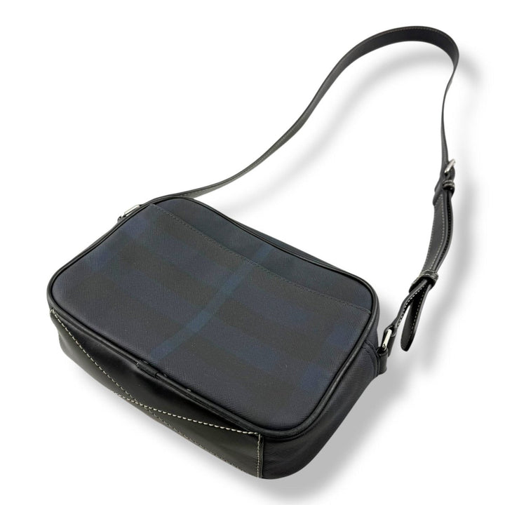 Burberry Navy Checkered Camera Crossbody Bag - Lux Central