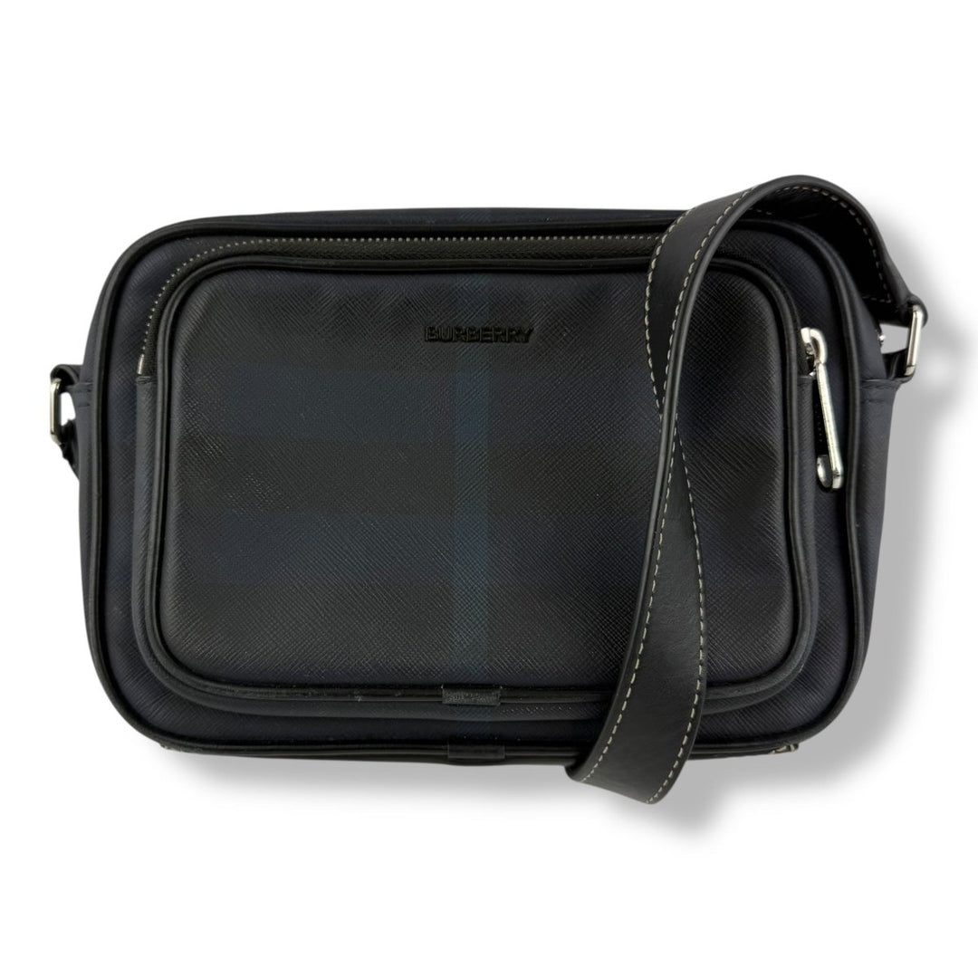 Burberry Navy Checkered Camera Crossbody Bag - Lux Central