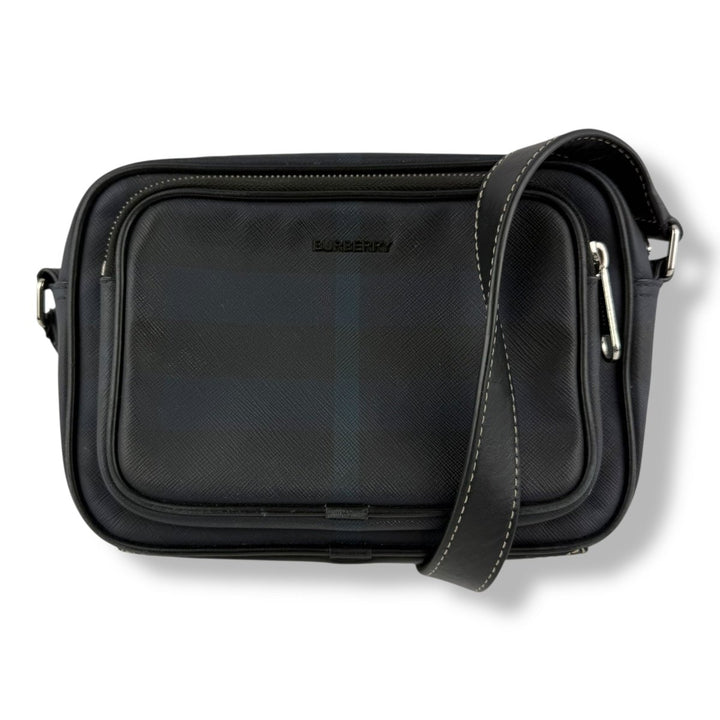 Burberry Navy Checkered Camera Crossbody Bag - Lux Central