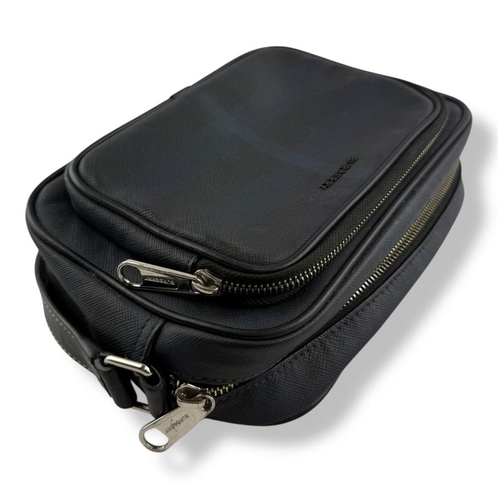 Burberry Navy Checkered Camera Crossbody Bag - Lux Central