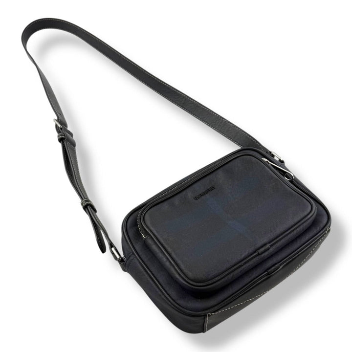 Burberry Navy Checkered Camera Crossbody Bag - Lux Central