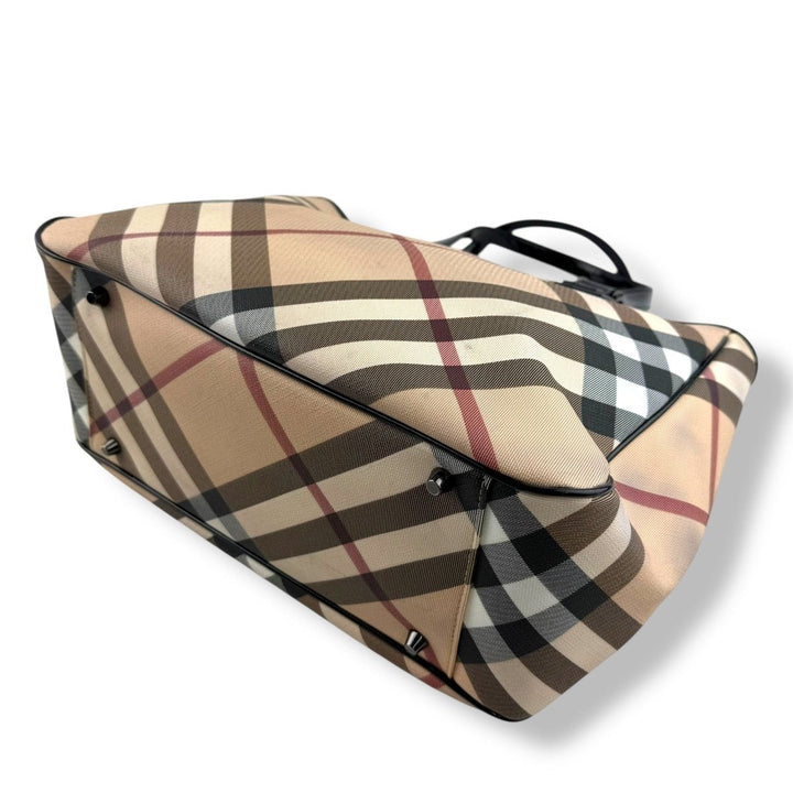 Burberry Nova Check Coated Beige Tote Handbag - Lux Central