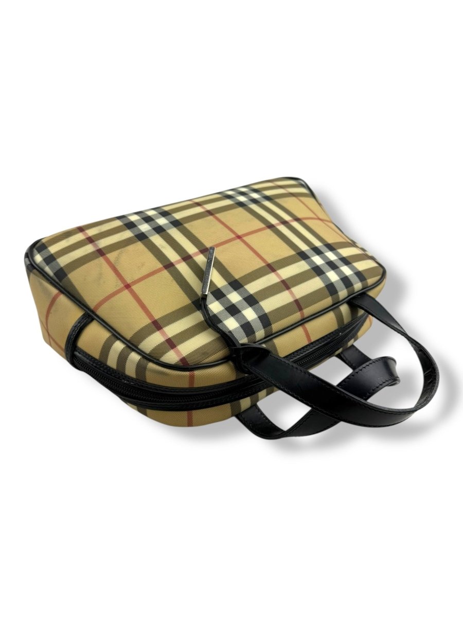 Burberry Nova Vintage Check Beige Bowling Tote Handbag - Lux Central